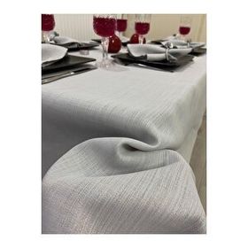 Zeren Home Keten Görünümlü Dertsiz Simli Gri Masa Örtüsü
