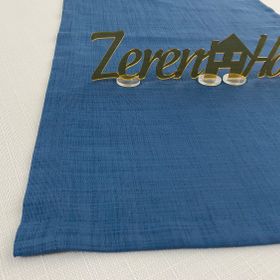 Zeren Home Keten Görünümlü Dikdörtgen İndigo Mavi 40x150 cm Runner
