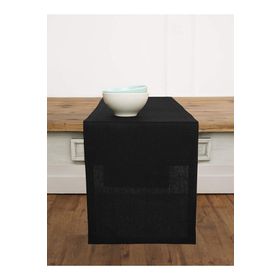 Zeren Home Keten Görünümlü Dikdörtgen Siyah 40x150 cm Runner