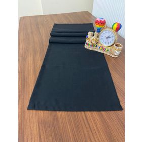 Zeren Home Keten Görünümlü Dikdörtgen Siyah 40x150 cm Runner