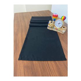 Zeren Home Keten Görünümlü Dikdörtgen Siyah 40x150 cm Runner