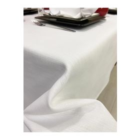 Zeren Home Keten Görünümlü Simli Dertsiz Beyaz Masa Örtüsü