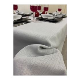 Zeren Home Keten Görünümlü Simli Dertsiz Gri 150 x 400 cm Masa Örtüsü