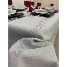 Zeren Home Keten Görünümlü Simli Dertsiz Gri 150 x 400 cm Masa Örtüsü