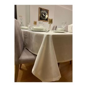 Zeren Home Keten Görünümlü Simli Dertsiz Krem 150 x 240 cm Masa Örtüsü