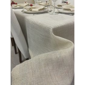 Zeren Home Keten Görünümlü Simli Gold Linen Masa Örtüsü