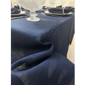 Zeren Home Lacivert Keten Görünümlü Dertsiz Masa Örtüsü