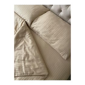 Zeren Home Lastikli Çarşaf %100 Merserize Pamuk Saten Çizgili Çift Kişilik Nevresim Takımı