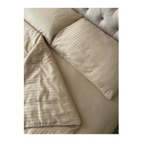 Zeren Home Lastikli Çarşaf %100 Merserize Pamuk Saten Çizgili Çift Kişilik Nevresim Takımı