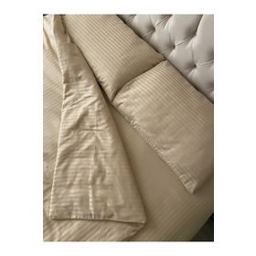 Zeren Home Lastikli Çarşaf %100 Merserize Pamuk Saten Çizgili Tek Kişilik Nevresim Takımı