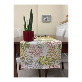 Zeren Home Mercan Desenli Sıvı Geçirmez Pembe 45x160 cm Runner