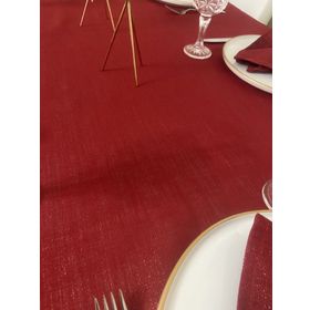 Zeren Home Simli Dertsiz Oval 150 x 210 cm Kırmızı Masa Örtüsü