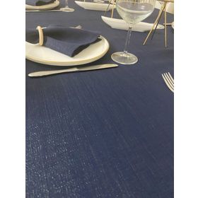 Zeren Home Simli Dertsiz Oval Lacivert 150x300 cm Masa Örtüsü
