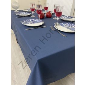 Zeren Home Sıvı Geçirmez Dertsiz İndigo Mavi 150x220 cm Masa Örtüsü