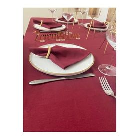 Zeren Home Sıvı Geçirmez Dertsiz Keten Bordo 140x230 cm Masa Örtüsü
