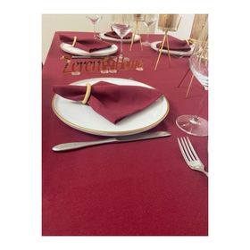 Zeren Home Sıvı Geçirmez Dertsiz Keten Bordo 150x220 cm Masa Örtüsü