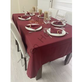 Zeren Home Sıvı Geçirmez Dertsiz Keten Bordo 150x220 cm Masa Örtüsü