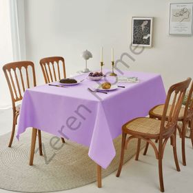 Zeren Home Sıvı Geçirmez Dertsiz Keten Lila 140x220 cm Masa Örtüsü