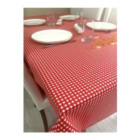 Zeren Home Sıvı Geçirmez Dertsiz Kırmızı Mini Piti Kare Masa Örtüsü