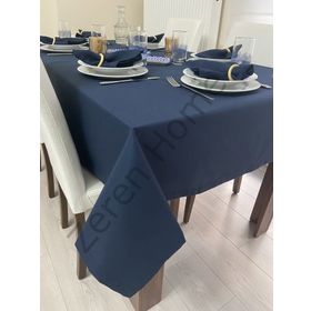 Zeren Home Sıvı Geçirmez Dertsiz Lacivert Masa Örtüsü