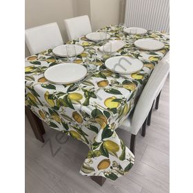 Zeren Home Sıvı Geçirmez Dertsiz Limon Desenli 140x200 cm Masa Örtüsü