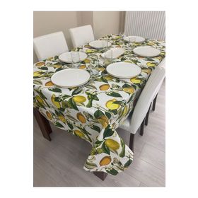Zeren Home Sıvı Geçirmez Dertsiz Limon Desenli 140x230 cm Masa Örtüsü