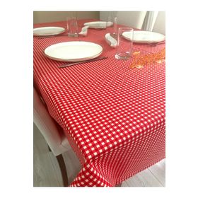 Zeren Home Sıvı Geçirmez Dertsiz Mini Piti Kare Kırmızı 100x140 cm Masa Örtüsü