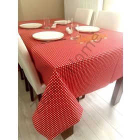 Zeren Home Sıvı Geçirmez Dertsiz Mini Piti Kare Kırmızı 100x140 cm Masa Örtüsü