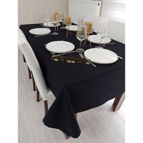 Zeren Home Sıvı Geçirmez Dertsiz Siyah 150x220 cm Masa Örtüsü