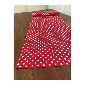 Zeren Home Sıvı Geçirmez Puantiyeli Dikdörtgen Kırmızı 40x160 cm Runner