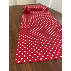 Zeren Home Sıvı Geçirmez Puantiyeli Dikdörtgen Kırmızı 40x160 cm Runner