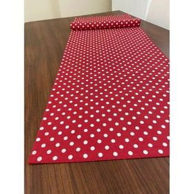Zeren Home Sıvı Geçirmez Puantiyeli Dikdörtgen Kırmızı 40x160 cm Runner