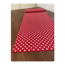 Zeren Home Sıvı Geçirmez Puantiyeli Dikdörtgen Kırmızı 40x160 cm Runner