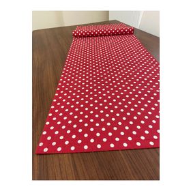 Zeren Home Sıvı Geçirmez Puantiyeli Dikdörtgen Kırmızı 40x160 cm Runner