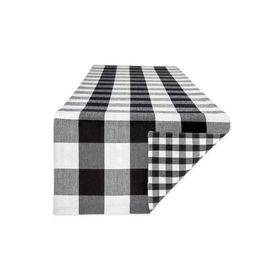 Zeren Home Siyah Beyaz Kareli Çift Taraflı Dertsiz Dikdörtgen 40x160 cm Runner