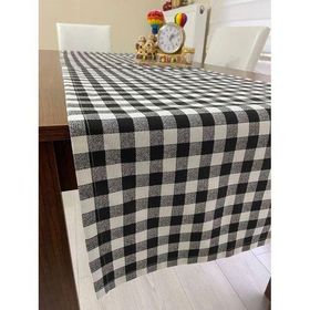 Zeren Home Siyah Beyaz Kareli Çift Taraflı Dertsiz Dikdörtgen 40x160 cm Runner
