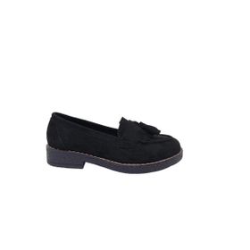 Zerhan 2403 Siyah Süet Kadın Loafer Ayakkabı