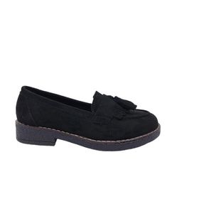 Zerhan 2403 Siyah Süet Kadın Loafer Ayakkabı