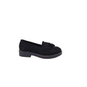 Zerhan 2403 Siyah Süet Kadın Loafer Ayakkabı