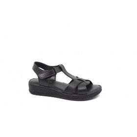 Zerhan G1015 Siyah Cırtlı Yumuşak Taban Comfort Kadın Sandalet