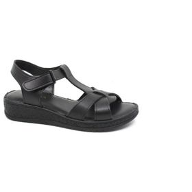Zerhan G1015 Siyah Cırtlı Yumuşak Taban Comfort Kadın Sandalet