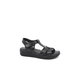Zerhan G1015 Siyah Cırtlı Yumuşak Taban Comfort Kadın Sandalet