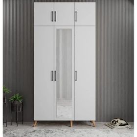 Zerka Concept Açelya Çam Beyaz 135 cm M5 Portmanto