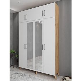 Zerka Concept Açelya Çam Beyaz 140 cm M8 Portmanto