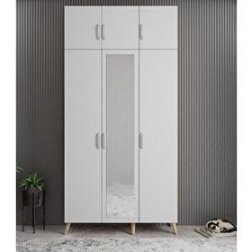 Zerka Concept Açelya Meşe Beyaz 105 cm Portmanto