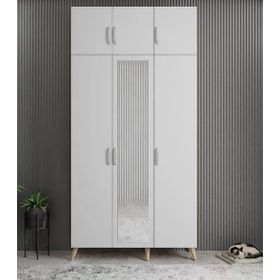 Zerka Concept Açelya Meşe Beyaz 135 cm M5 Portmanto