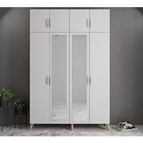 Zerka Concept Açelya Meşe Beyaz 140 cm M8 Portmanto