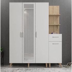 Zerka Concept Açelya Meşe Beyaz 160 cm M3 Portmanto