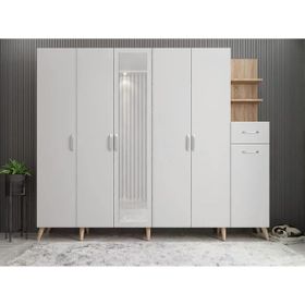 Zerka Concept Açelya Meşe Beyaz 210 cm M7 Portmanto