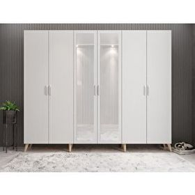 Zerka Concept Açelya Meşe Beyaz 240 cm M6 Portmanto